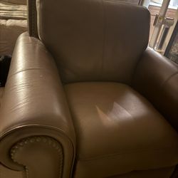 Beautiful Brown LEATHER Accent Armchair 