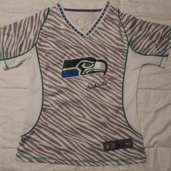 Nike On Field. All Stitched lettering. Seahawks Russell Wilson jersey