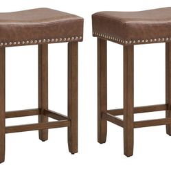 Bar Stools Set of 2, 24" Saddle-Shaped Stools For Sale $42.00 50%+ OFF Retail $84.99 NEW IN BOX