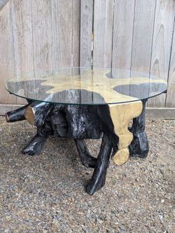 Live edge wood root table