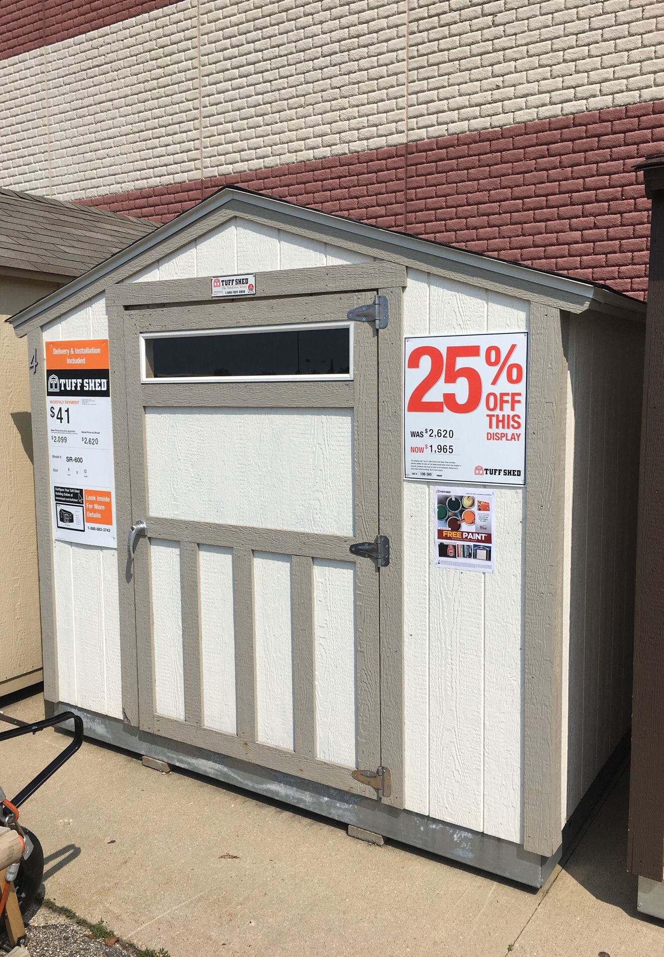 Tuff Shed SR600 8x12 Was $2,620 Now $1,965