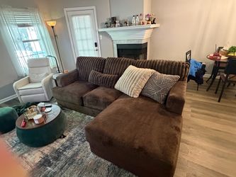 Brown Bob’s Furniture L-Shaped Sectional Sofa