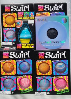 NeeDoh Swirl, Nice Cream Cone, and Speks Jumbo Stress Ball. $15,&P< ea. 2/$25