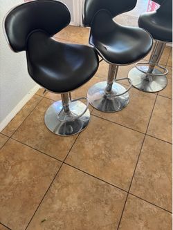 Leather Modern Adjustable Swivel Hydraulic Chair Bar Stools, Black