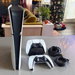 PlayStation 5 Digital Edition Slim Console + Two DualSense Controllers + Razer DualSense Charging Dock