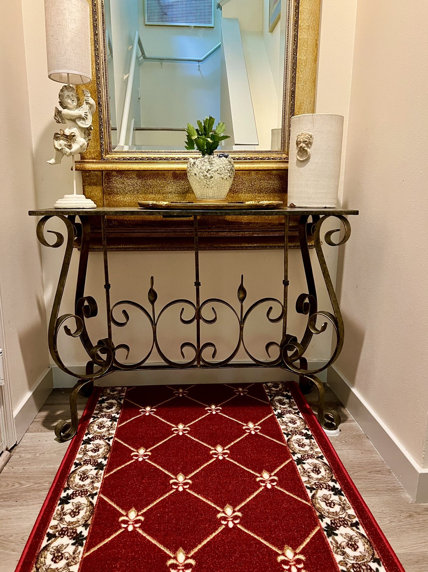 Console metal entrance ornate bronze table .