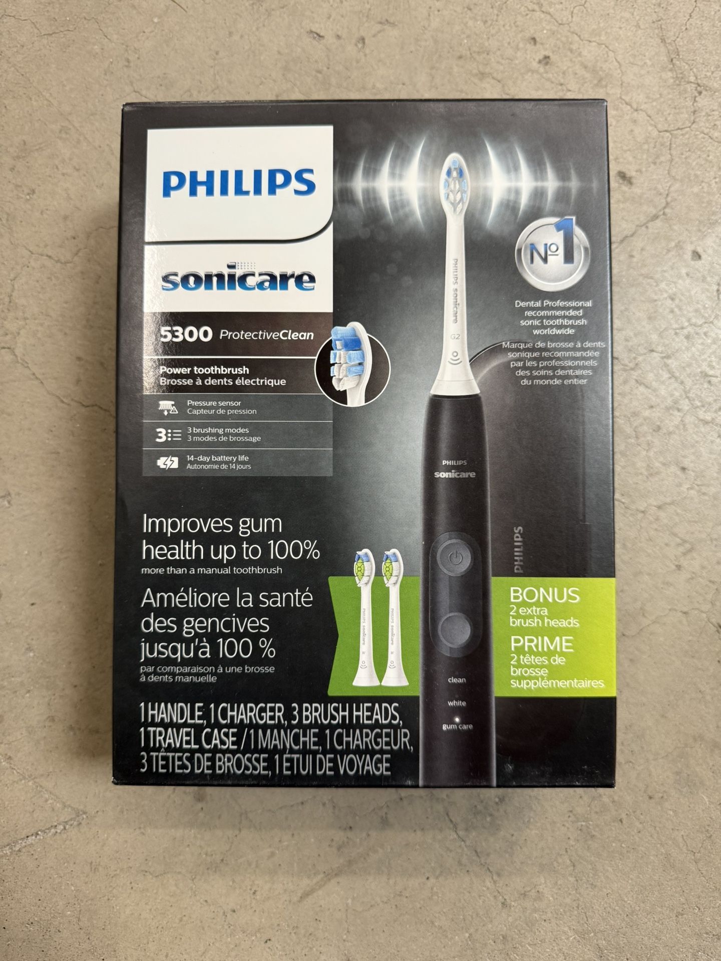 Philips Sonicare ProtectiveClean 5300 Rechargeable Electric Toothbrush, with Pressure Sensor, 3 Cleaning Modes, SmarTimer and QuadPacer, with 2 Bonus
