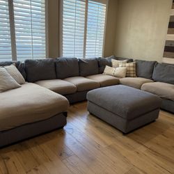 Gray Sectional with chaise and ottoman FREE