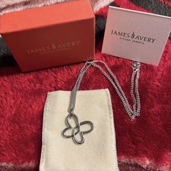 Retired James Avery Linked Hearts Butterfly Necklace