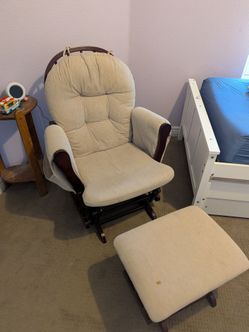 Baby Nursery Glider Rocker Chair & Matching Ottoman Set