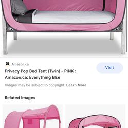 Pink Twin Privacy Pop Tent Bed And Mattress