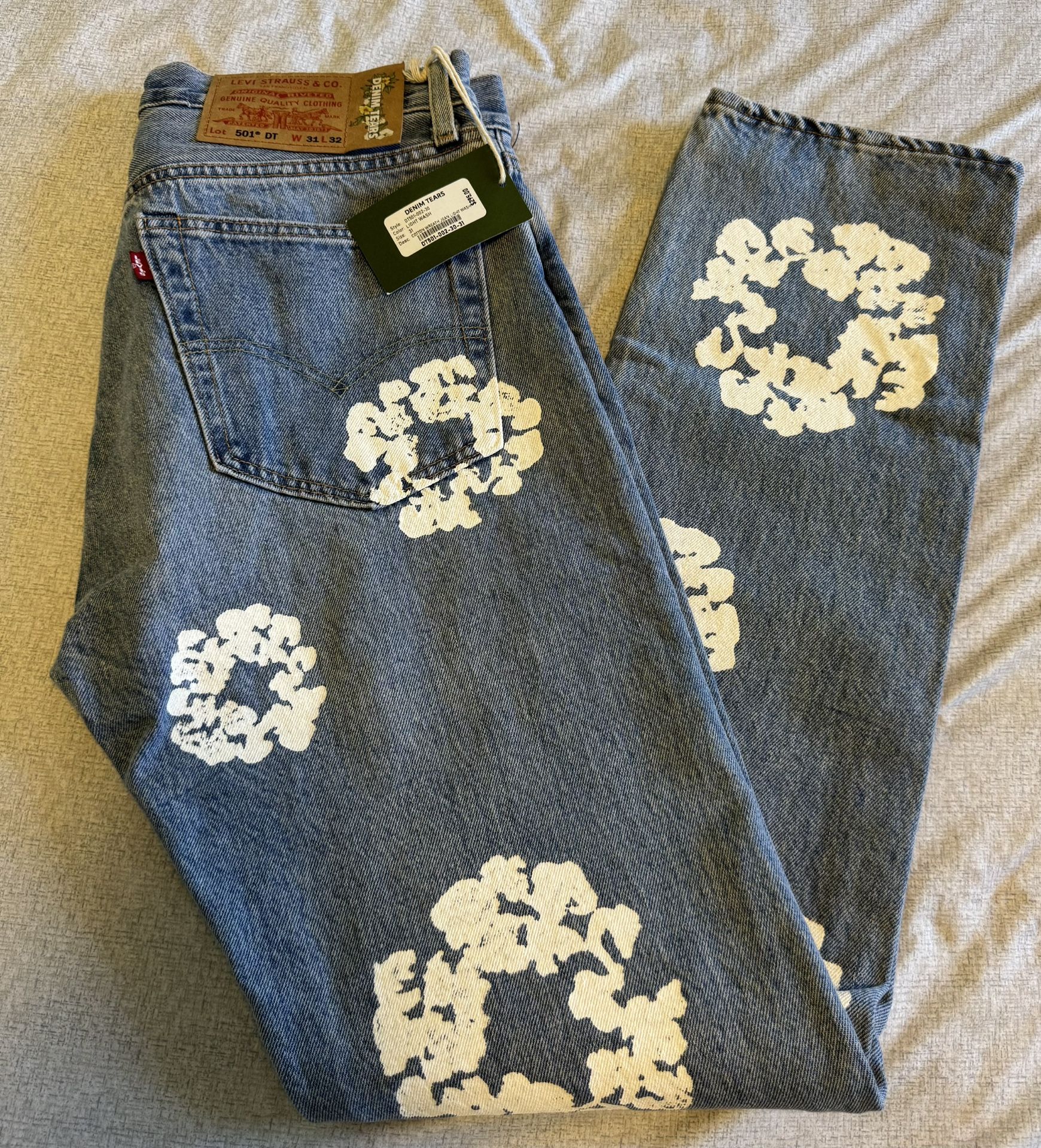 Levi’s x Denim Tears Size 31 X 32 Cotton Wreath Jeans Light Wash DT501-002-30