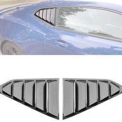 16-23 Chevy Camaro Quarter Window Louvers Rain Cover Sun Carbon Fiber Print