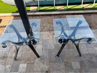 2 living metal and glass tables
