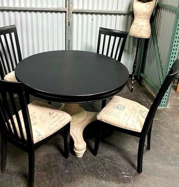 Rustic Dining Table & 4 Dining Chairs - FREE DELIVERY
