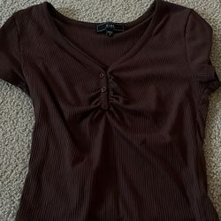 Brown button top