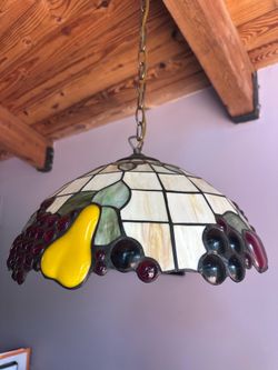 Vintage Spectrum stained glass fruit hanging light 16”  chandelier