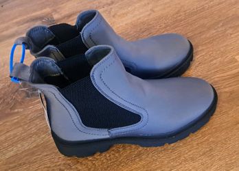 JABASIC Women's Chelsea Boots Low Heel Elastic Ankle (10 Blk/Grey New