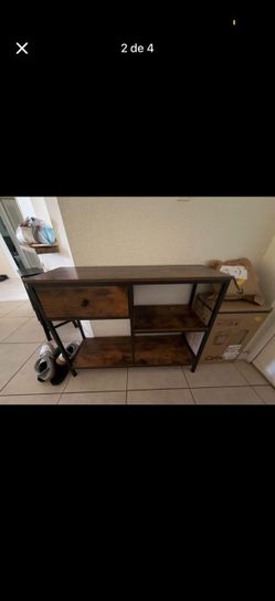 2-Piece Industrial Rustic Console & Storage Table Set
