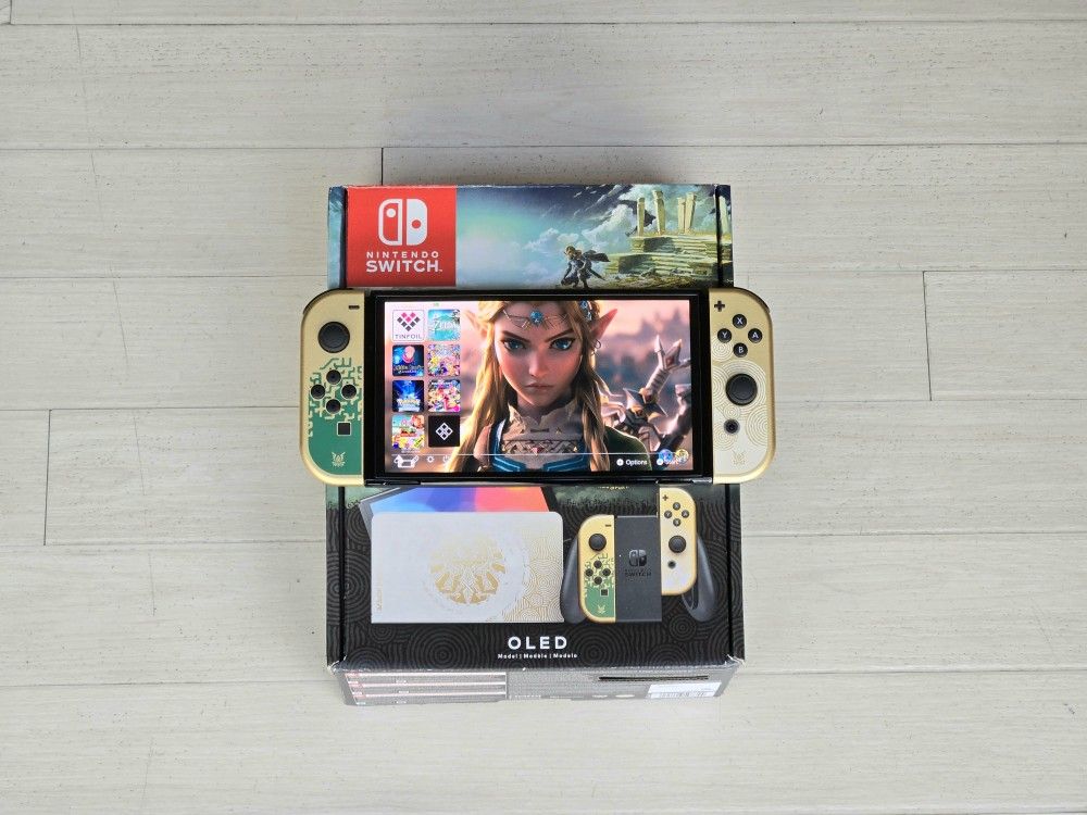 NINTENDO SWITCH OLED ZELDA MOD + 10000 GAMES AND MOVIES 