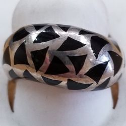 Sterling Silver Dome Ring With Enameling 