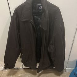 Men Phat Farm Leather Bomber Coat