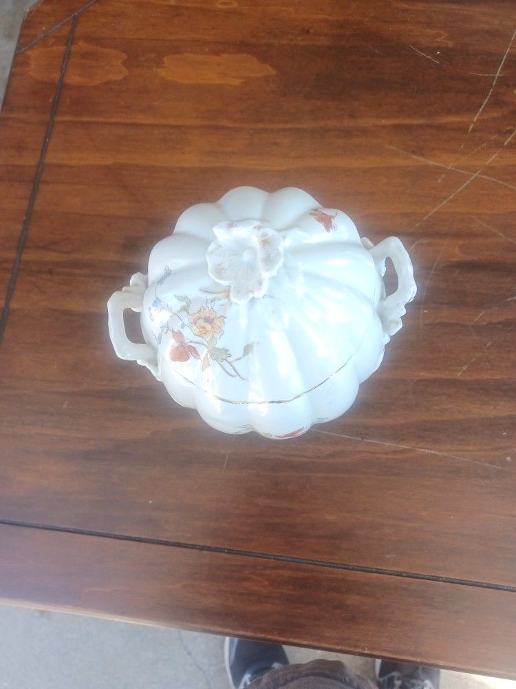 Antique Glass Bowl With Lid
