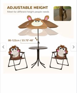 Kids Table Set with Umbrella 19.5"x19.5"x19.75”