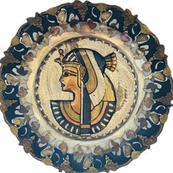 LRG Original Fine Art Antique Vintage Egypt Plate INT: Queen Nefertiti Cleopatra