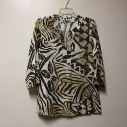 Women’s MIRAGLIA 100% linen 3/4 sleeve pullover top… Size large