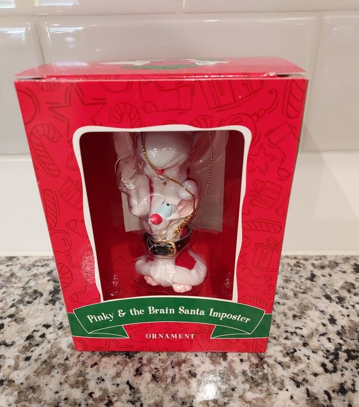 Vintage Pinky & the Brain Santa Imposter Christmas Ornament - Warner Bros Studio Store - New In Box 