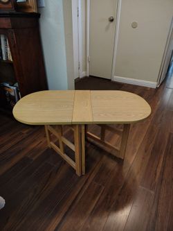 Folding drop leaf gate leg oval wooden table