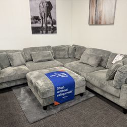 Light Gray Modular Corduroy Sectional