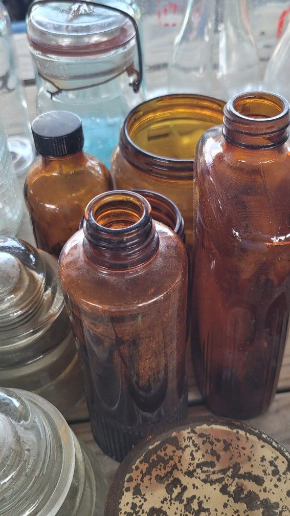 vintage brown bottles