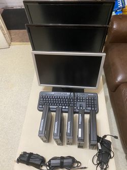 - [x] 3  - monitor - [x] 3 - Lenovo ThinkCentre M710q - [x] 2 - Lenovo ThinkCentre M93p  - [x] 3 lenovo charger - [x] 1 - keyboard - [x] All them for 