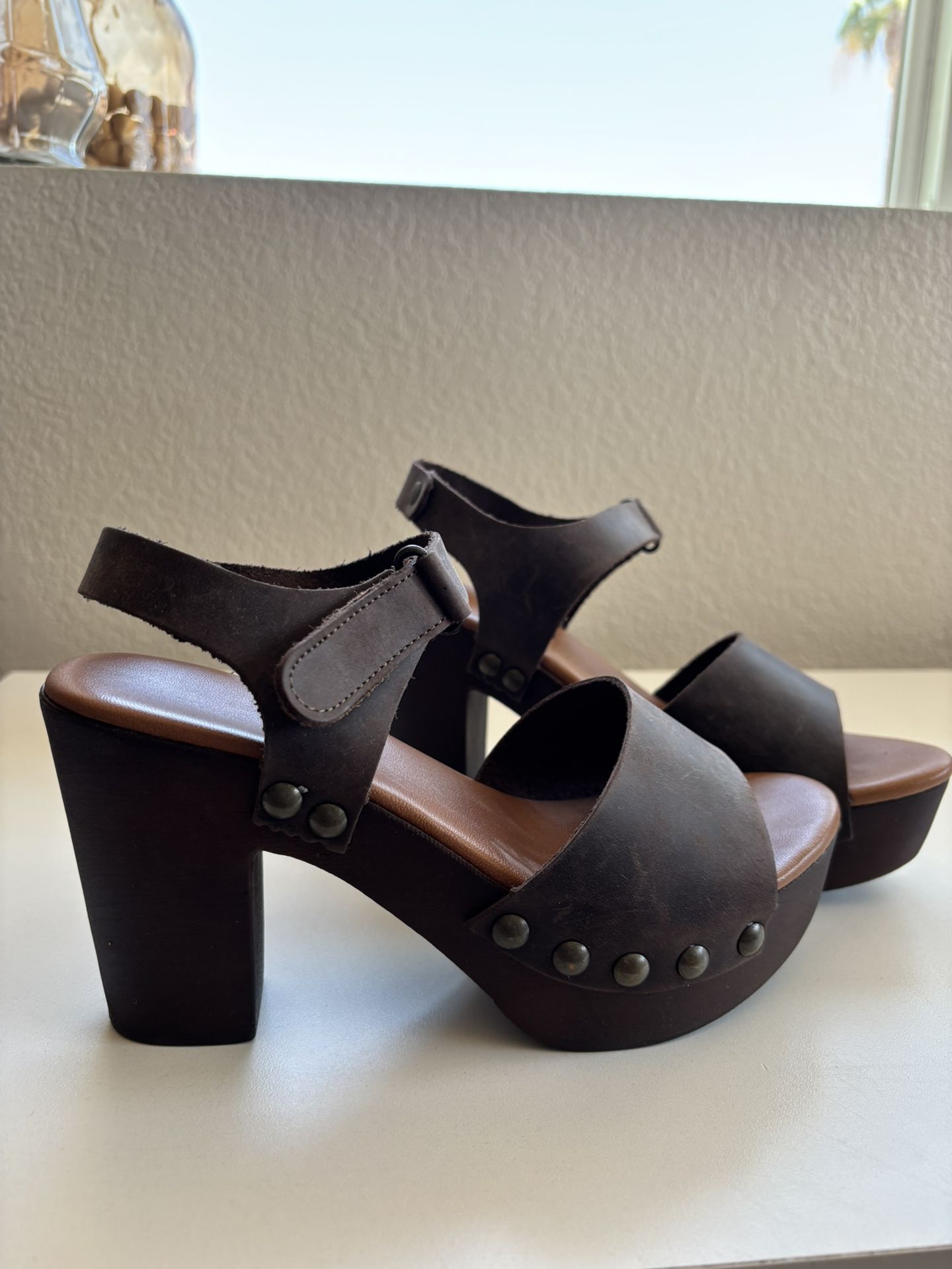 Clog Heel - suede Leather