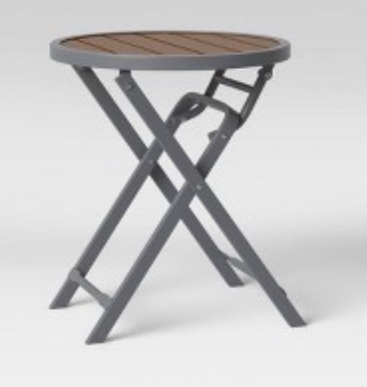 18" Faux Wood Folding Patio Table-White