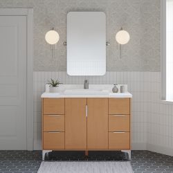 Scott Living Bates 48in Light Oak Single Sink Bathroom Vanity Quartz Top