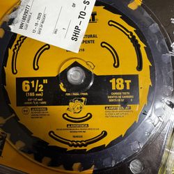 Dewalt 6 1/2" 18t Blade, New