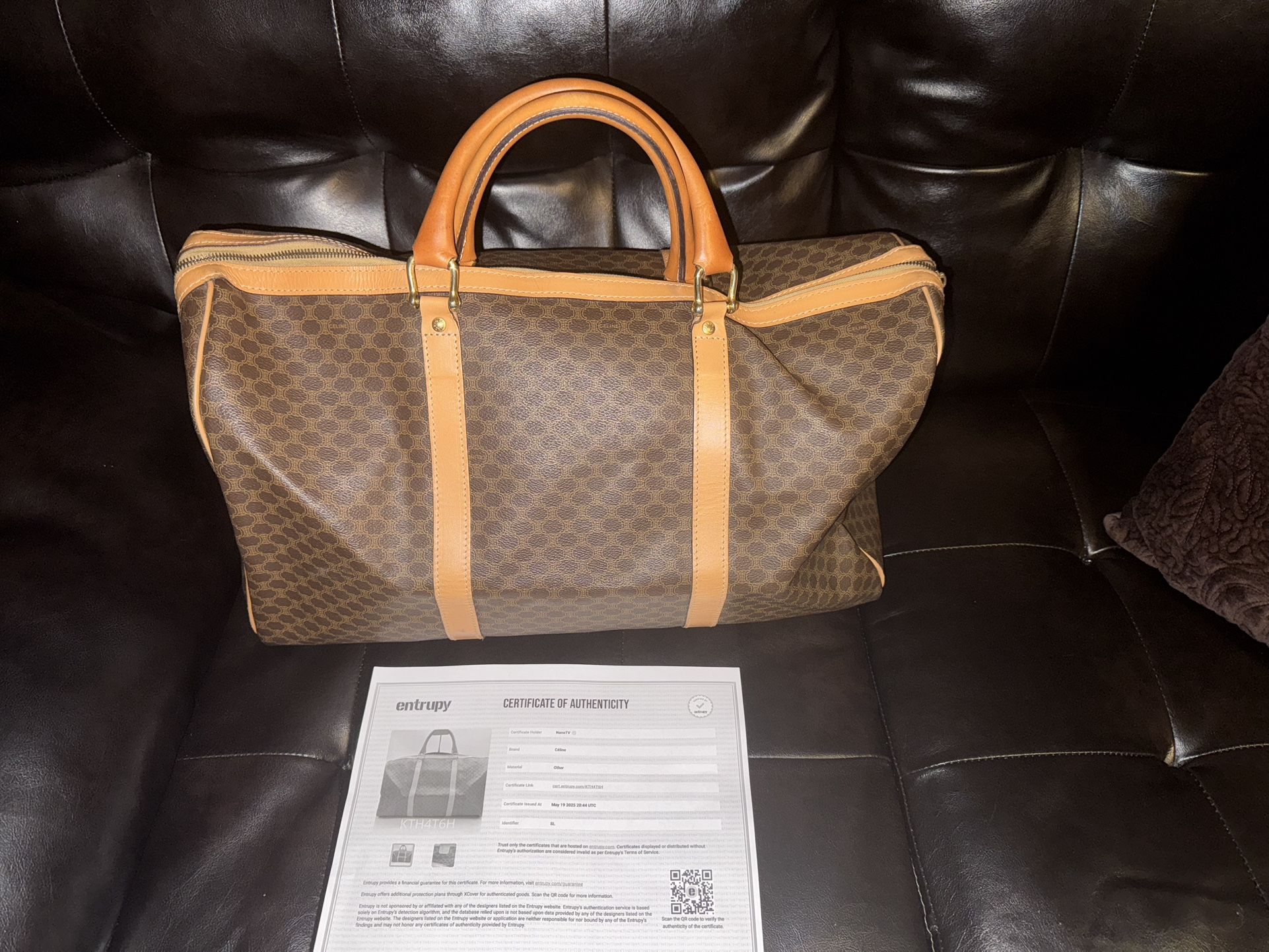 Vintage Duffle Bag Macadam Coated Canvas Large