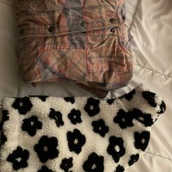 Jackets -  Plaid Shacket And Fleece Cropped Jacket Sz M