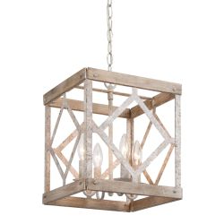 LNC Ellirazani 4-Light Mini Wood Chandelier