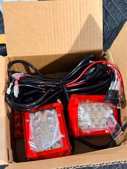 Red led light pod light with wire and hardware