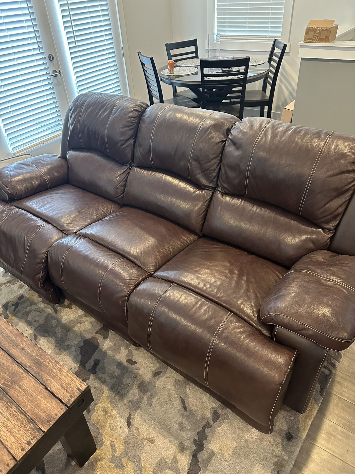 Leather Power Recliner Couch