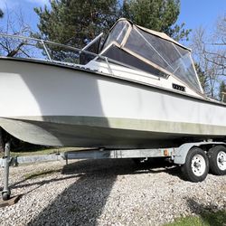 Shamrock 20’ Fishing Boat - Walk-Thru - Inboard - Keel Drive - Galvanized Trailer