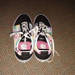 Women's vans 500714 multi-colored checkered low top sneakers size 8.5