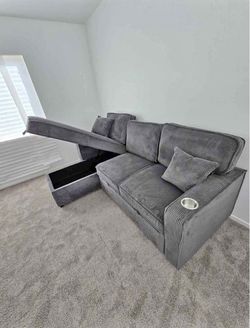 New Sleeper Sectional Sofa Couch with USB, Cup Holders and Storage! Free Delivery 🚚!