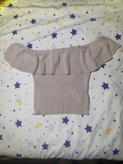 Ruffle Off-Shoulder Knit Crop Top