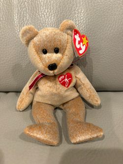 1999 signature bear Ty Beanie Baby Red Heart Plush Toy