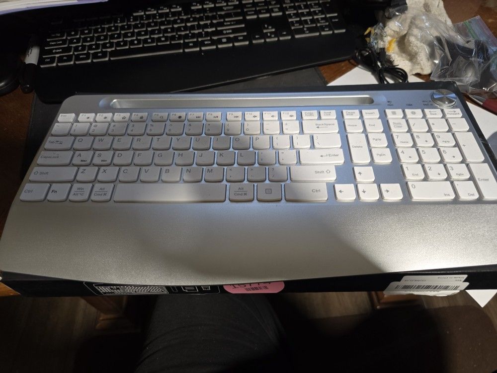 Gamcatz Wireless Keyboard USB Mouse Gray And White # 336